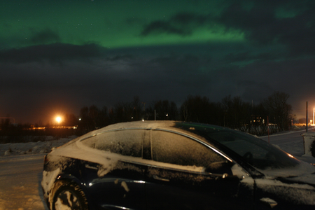 The Tesla and the northern lights, by Therese van Nieuwenhoven