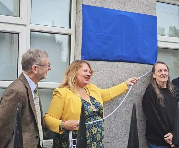Nearly unveiling the plaque, 16 Oct 2024, Dublin